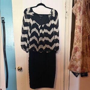 Dressbarn Black and White Chevron Skirt Set